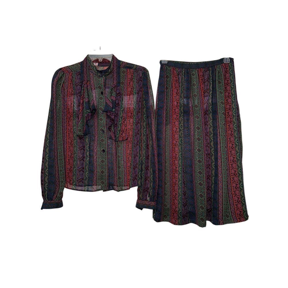 Bethany VTG Shirt/Skirt Scarf XS 2/4 Boho Cottage Midi Preppy Office Academia